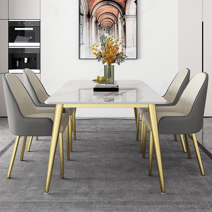Slate and Metal Table Glam Style Minimalist Rectangular Dining Table Clearhalo 'Dining Tables & Seating' 'Dining Tables' 'dining_table' 'furn' 'furn_dining_table' 'Furniture' 'Kitchen & Dining Furniture' 1200x1200_1053772d-cdce-47e5-9e6c-bf225a52f58a