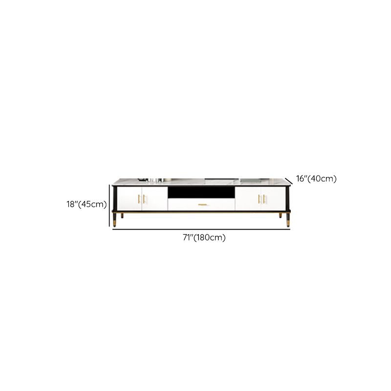 Contemporary Stone TV Console White Open Storage Media Console Clearhalo 'furn' 'furn_tv_stands_entertainment_centers' 'Furniture' 'Living Room Furniture' 'TV Stands & Entertainment Centers' 'TV Stands & Media Storage Furniture' 'tv_stands_entertainment_centers' 1200x1200_1054e270-4c1e-4d90-8551-d74bb34c0f0e