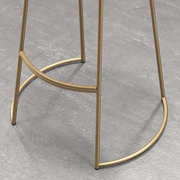 Glam Armless Backless Counter Stool Iron Bar Stool with Leather Cushion and Footrest