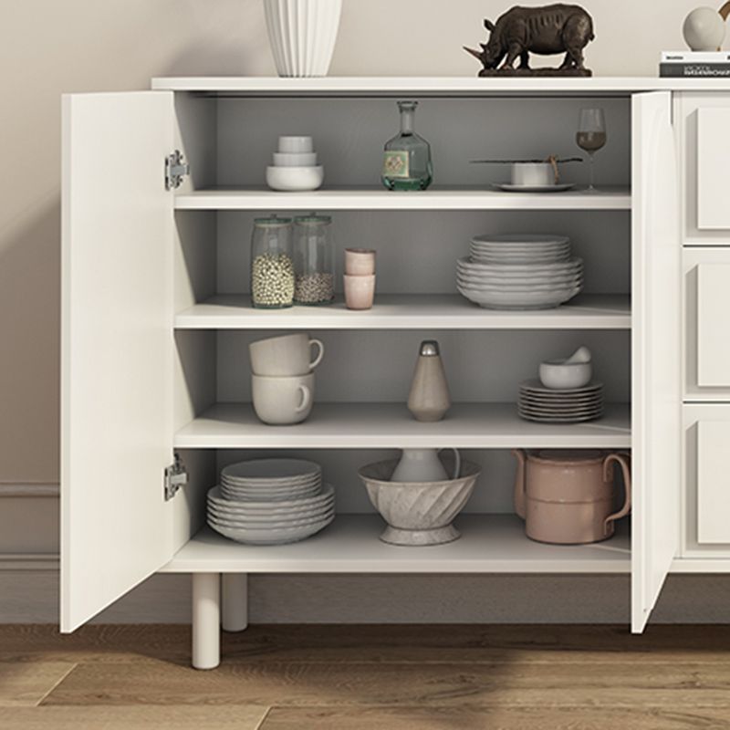 Contemporary Wooden White Sideboard Cabinet with Doors and Drawers Clearhalo 'buffet_sideboard' 'Buffets & Sideboards' 'furn' 'furn_buffet_sideboard' 'Furniture' 'Kitchen & Dining Furniture' 1200x1200_10558ea3-47a4-43a9-bbd8-12f030c376f5