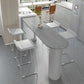 Marble Modern Double pedestal Patio Bar Table Indoor Bistro Bar Height Cocktail Table Clearhalo 'Bar Furniture' 'Bar Tables' 'bar_tables' 'furn' 'furn_bar_tables' 'Furniture' 'furniture_bar_tables' 'Kitchen & Dining Furniture' 1200x1200_1055da2c-87f9-4fe4-8609-0721dfa16767