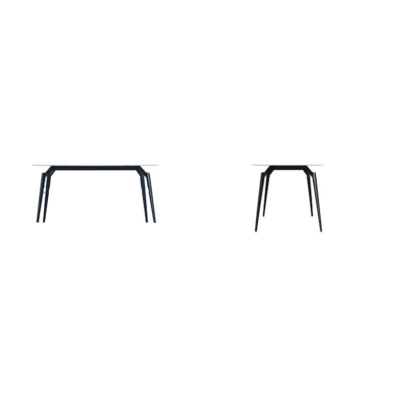 White Stone Top Dinette Table with Metal Legs Rectangle Home Dining Table Clearhalo 'Dining Tables & Seating' 'Dining Tables' 'dining_table' 'furn' 'furn_dining_table' 'Furniture' 'Kitchen & Dining Furniture' 1200x1200_105bec06-1405-4e3c-ba10-7859141681e9