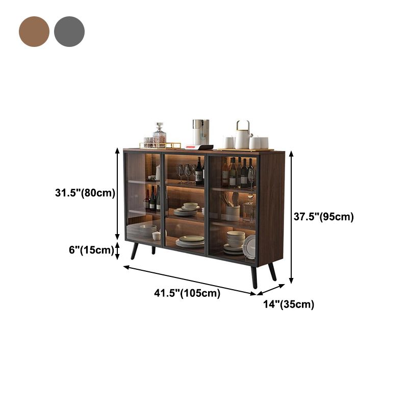 Modern Engineered Wood Sideboard 37.4"H Buffet Server with Glass Doors Clearhalo 'buffet_sideboard' 'Buffets & Sideboards' 'furn' 'furn_buffet_sideboard' 'Furniture' 'Kitchen & Dining Furniture' 1200x1200_1060dbc4-49fb-4333-b68b-b8e6daedaede