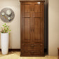 Modern Wardrobe Armoire Solid Wood Wardrobe Cabinet with Doors and Drawer