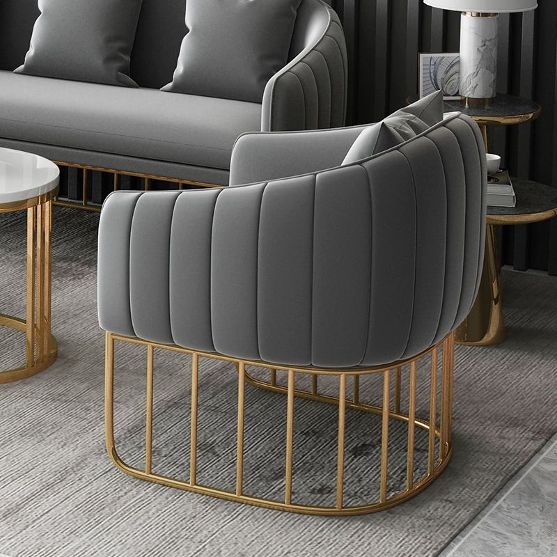 Blau/grau Samtsofa Modernismus Smoking -Arm -Sofa mit Kissen