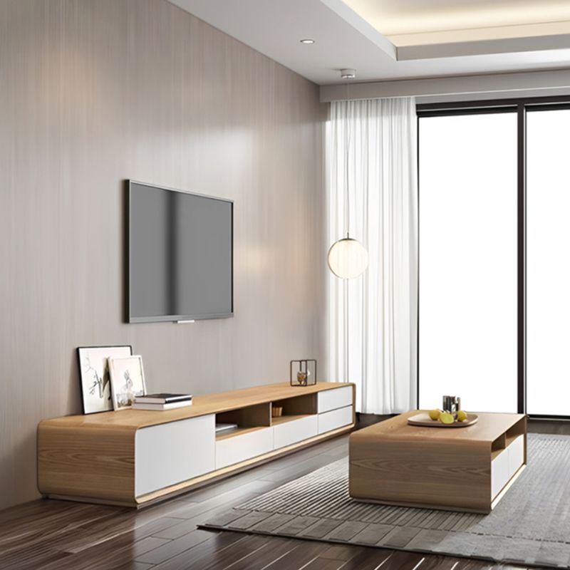 Wooden TV Media Console Scandinavian TV Stand Console with 4 Drawers Clearhalo 'furn' 'furn_tv_stands_entertainment_centers' 'Furniture' 'Living Room Furniture' 'TV Stands & Entertainment Centers' 'TV Stands & Media Storage Furniture' 'tv_stands_entertainment_centers' 1200x1200_10628c60-b88f-489b-9eac-25aa5d9aace5