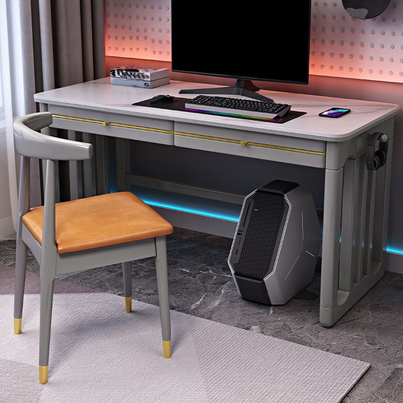 Rectangular Shaped Slate Computer Desk Grey/Black/Brown Writing Desk for Home