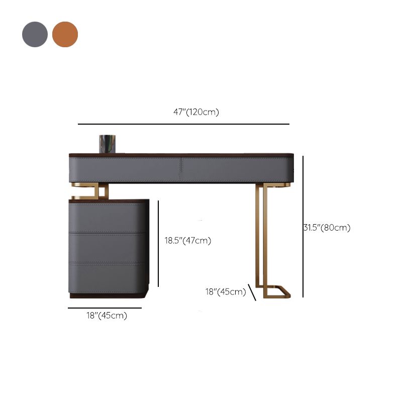Tavolo da toeletta da 5,72 "tavolo da toeletta in legno a 5 cassetti con base d'oro