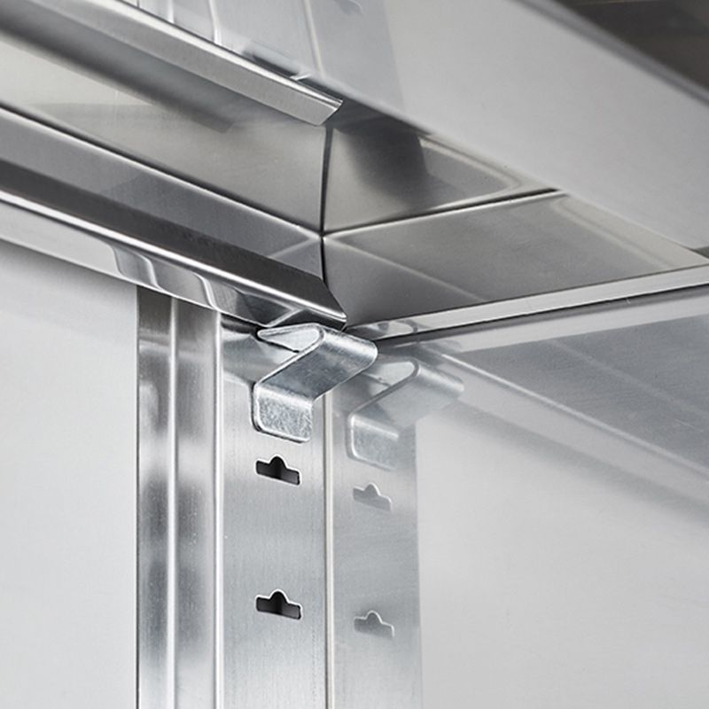 Modern Stainless Steel Dining Server Silver Adjustable Shelving Cabinets with Door Clearhalo 'buffet_sideboard' 'Buffets & Sideboards' 'furn' 'furn_buffet_sideboard' 'Furniture' 'furniture_buffet_sideboard' 'Kitchen & Dining Furniture' 1200x1200_106635a4-ad28-4d1a-92b9-e29204599032