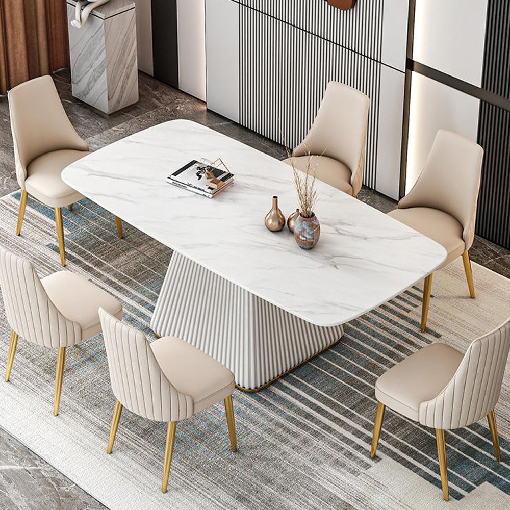 Glam 1/2/5/7 Pieces Dining Room Set with Leather Chairs Dining Furniture for Home Use Clearhalo 'Dining Room Sets' 'Dining Tables & Seating' 'dining_room_set' 'furn' 'furn_dining_room_set' 'Furniture' 'furniture_dining_room_set' 'Kitchen & Dining Furniture' 'kitchen&dining_furn' 'kitchen' 1200x1200_106689a6-7bb9-41de-a200-678d896c56a2
