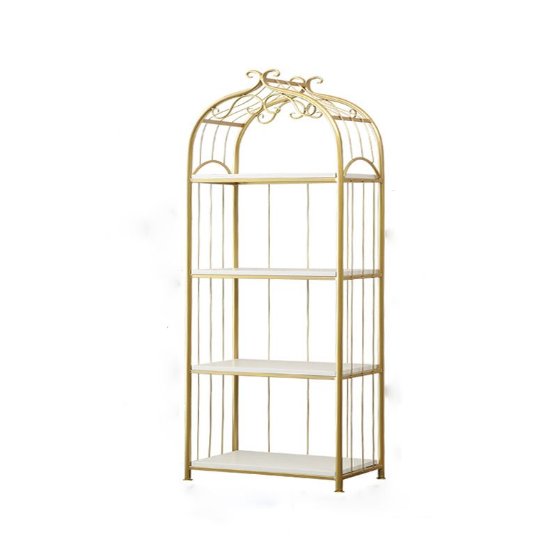 Glam Style Antique Finish Shelf Bookcase Metal Etagere Bookshelf with Shelves