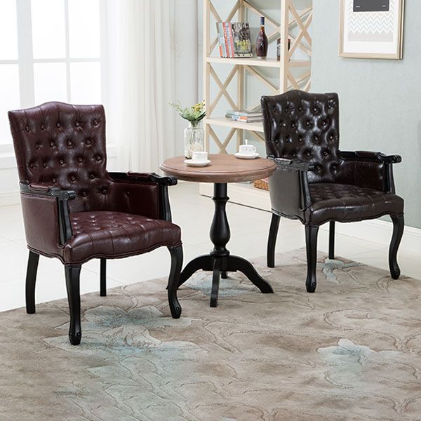 Farmhouse Faux Leather Home Arm Chair Matte Finish Solid Back Dining Chair Clearhalo 'Dining Chairs' 'Dining Tables & Seating' 'dining_chair' 'furn' 'furn_dining_chair' 'Furniture' 'furniture_dining_chair' 'Kitchen & Dining Furniture' 1200x1200_106751a5-ce7b-4612-afa0-656d4227b3c3