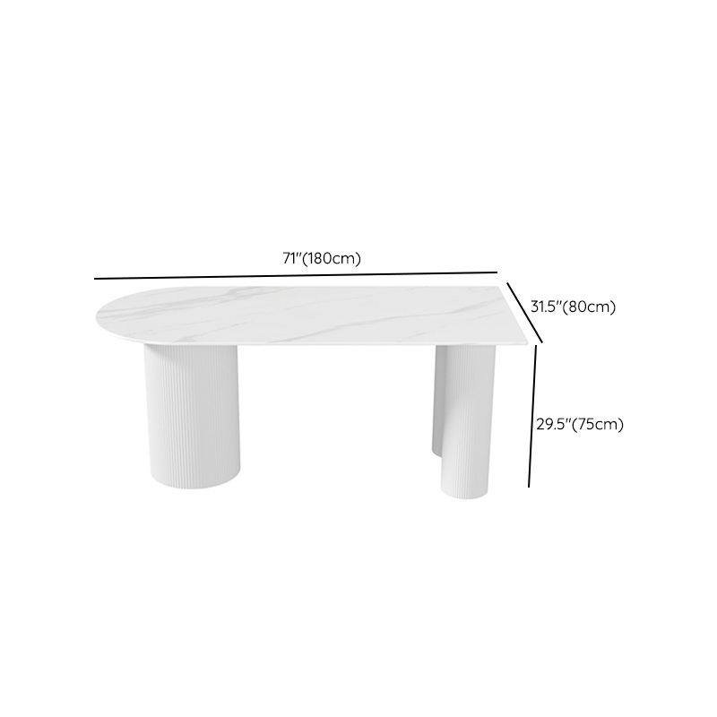 Modern Sintered Stone Dining Table Contemporary White Table with Metal Base Clearhalo 'Dining Tables & Seating' 'Dining Tables' 'dining_table' 'furn' 'furn_dining_table' 'Furniture' 'Kitchen & Dining Furniture' 1200x1200_10686de0-806e-4fce-9b92-30ab8ab8a446