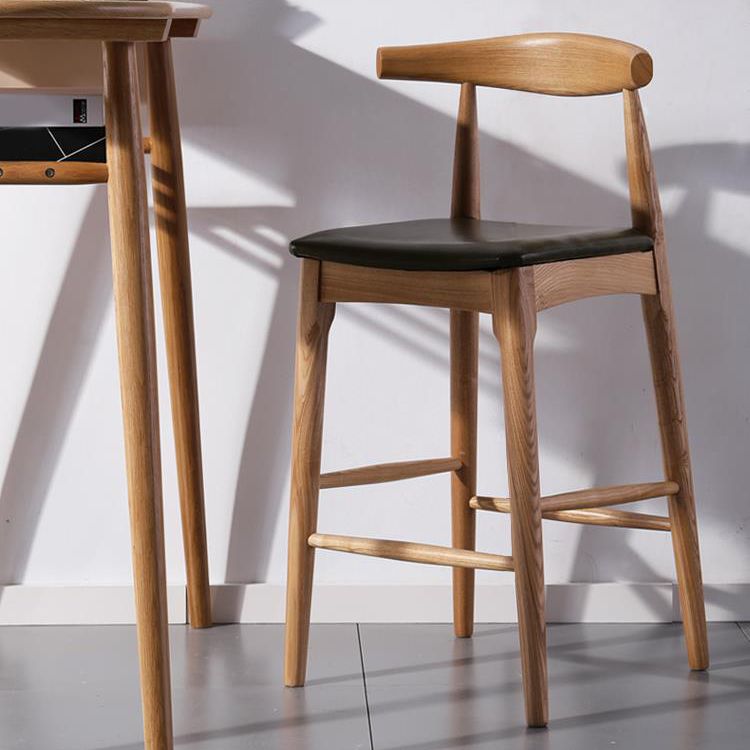 Faux Leather Dining Stools Industrial Bar Stool with Wood Base Clearhalo 'Bar Furniture' 'Bar Stools' 'bar_stools' 'furn' 'furn_bar_stools' 'Furniture' 'Kitchen & Dining Furniture' 1200x1200_1068f585-730b-40b5-81e4-177d00067ee0