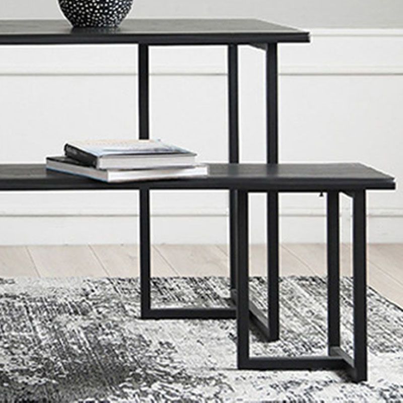 Mid-Century Modern Solid Wood Bench Rectangle Seating Bench in Black with Legs Clearhalo 'Benches' 'Chairs & Seating' 'furn' 'furn_benches' 'Furniture' 'Living Room Furniture' 1200x1200_106b1b75-da29-47ba-8942-87b44d557189