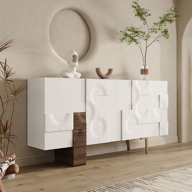 Tavolo da tavolo in legno ingegnerizzato glam con porte per sala da pranzo