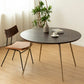 Round Solid Wood Dining Table Brown 4 Legs Dining Table with Metal Base