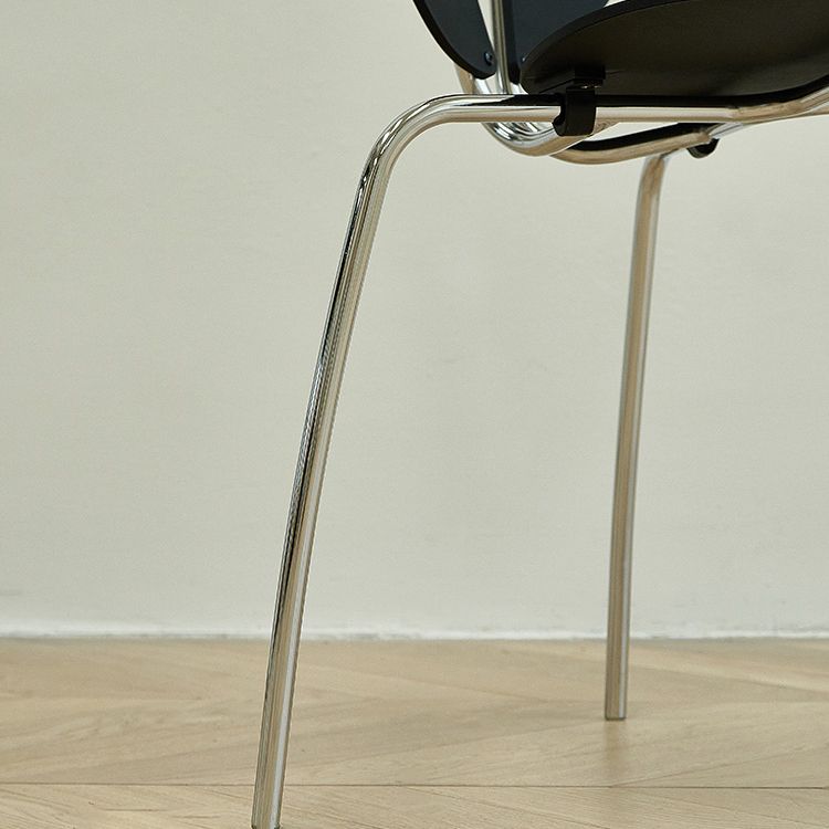 Moderne open rug plastic eetkamer zilveren been eetstoel