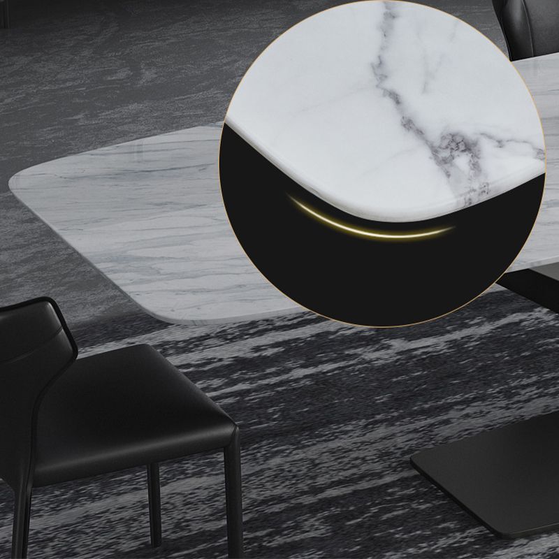 Traditional Luxury Table Metal Base Rectangle Dining Table for Home Clearhalo 'Dining Tables & Seating' 'Dining Tables' 'dining_table' 'furn' 'furn_dining_table' 'Furniture' 'Kitchen & Dining Furniture' 1200x1200_106db466-9f1b-45a7-86be-8dde6ea2e997