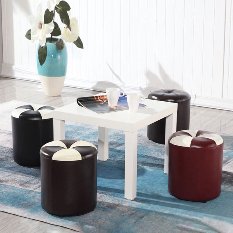 Blue Modern Pouf Faux Leather Stain Resistant Round Pouf for Drawing Room Clearhalo 'furn' 'furn_ottomans_poufs' 'Furniture' 'Living Room Furniture' 'Ottomans & Poufs' 'ottomans_poufs' 1200x1200_106e8baa-b750-41a8-b7f4-7ac46b7bf541