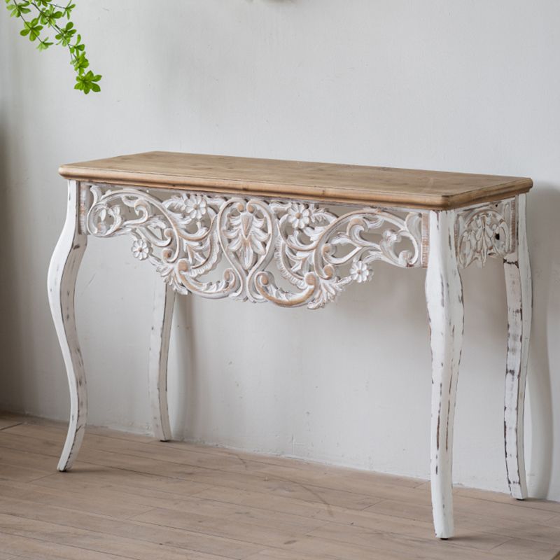 Rectangle Shape French Country Console Table White Wood Sofa Table Clearhalo 'Console Tables' 'console_tables' 'Entry & Mudroom Furniture' 'furn' 'furn_console_tables' 'Furniture' 1200x1200_106f0e04-b754-4018-b73d-388d3179bfe1