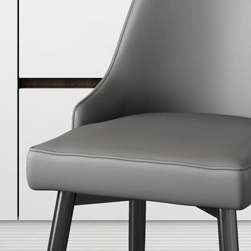 Glam Metal Dining Armless Chairs PU Leather Dining Parsons Chairs for Restaurant Clearhalo ' kitchen&dining_furn' 'Dining Chairs' 'Dining Tables & Seating' 'dining_chair' 'furn' 'furn_dining_chair' 'Furniture' 'furniture_dining_chair' 'Kitchen & Dining Furniture' 'kitchen' 1200x1200_1070e0f5-30f6-4fea-a5bb-e26ba5db5cbe