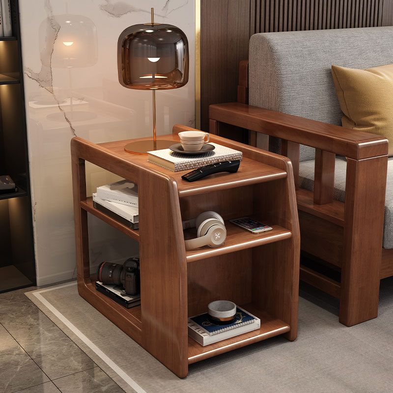 Tavolo laterale in legno/ardesia moderno in legno/ardesia da 20,5 "tavolo da estremità alto con ripiani