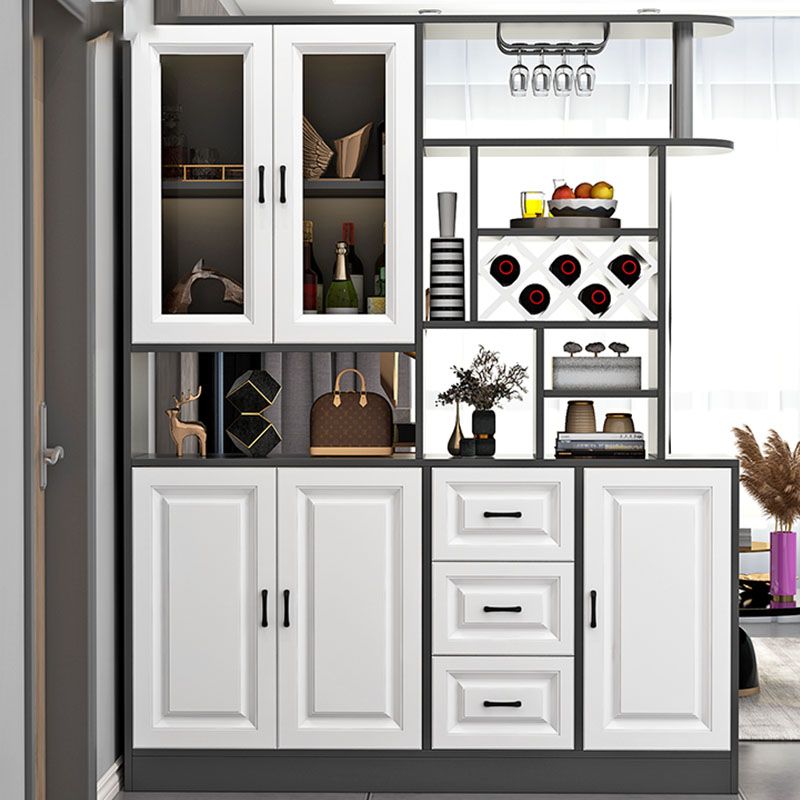 Modern Bar Pulls White and Gray Cabinets Included Wood Accent Cabinet