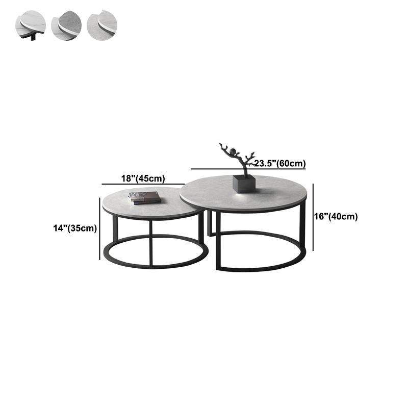 Slate Round Coffee Table 2 Piece Modern Minimalist Bunching Tables Clearhalo 'Coffee & Accent Tables' 'Coffee Tables' 'coffee_tables' 'furn' 'furn_coffee_tables' 'Furniture' 'Living Room Furniture' 1200x1200_10732d01-468b-4c97-b937-0591e761a274