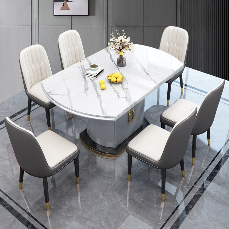 Extendable Round Dining Table Luxury Sintered Stone Top Table with Storage Pedestal Clearhalo ' dining_table' 'Dining Tables & Seating' 'Dining Tables' 'furn' 'furn_dining_table' 'Furniture' 'furniture_dining_table' 'Kitchen & Dining Furniture' 'kitchen&dining_furn' 'kitchen' 'kitchen_dining_table' 1200x1200_10735683-05bb-44c0-a047-cfd1e3d733cd