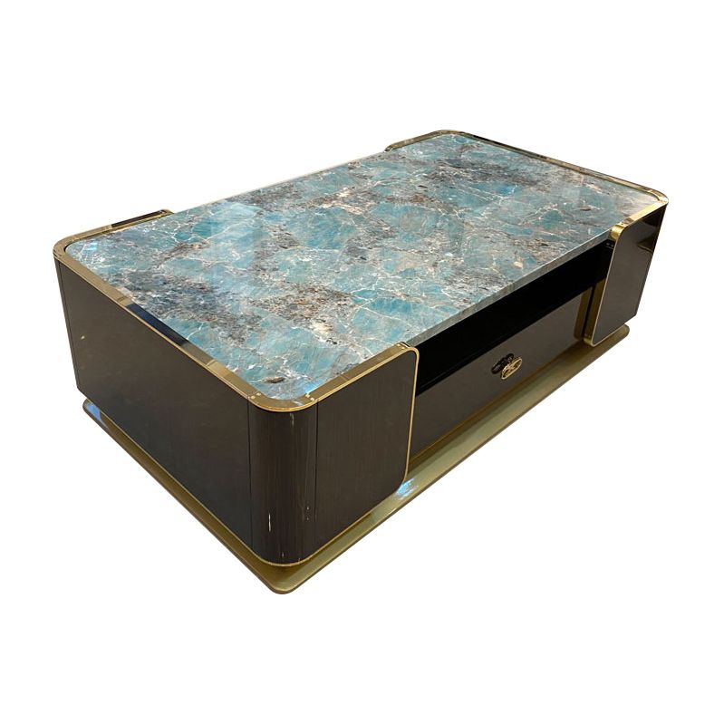 31" Wide Gold Glam Metal Single Coffee Cocktail Table with Storage