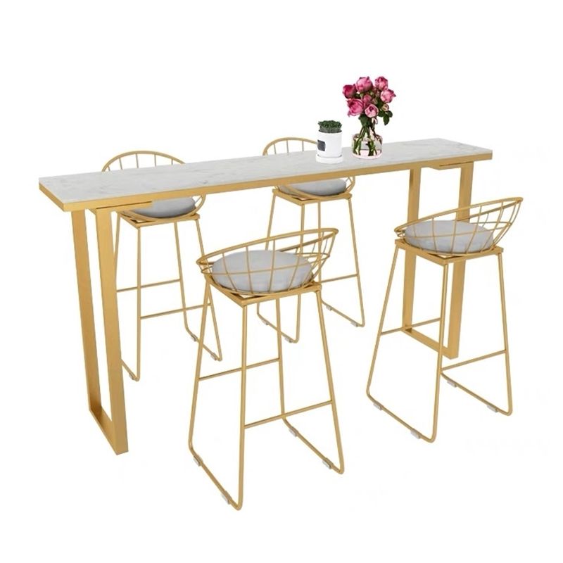 Tavolo da bar rettangolo in stile glam tavolo da pranzo a barre in legno con base a slitta