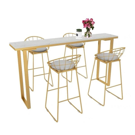 Tavolo da bar rettangolo in stile glam tavolo da pranzo a barre in legno con base a slitta