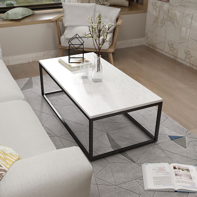 Marble Metal Frame Coffee Table Luxurious Rectangular Cocktail Table Clearhalo 'Coffee & Accent Tables' 'Coffee Tables' 'coffee_tables' 'furn' 'furn_coffee_tables' 'Furniture' 'Living Room Furniture' 1200x1200_1076f7f7-6c2c-4aca-bcfe-abff50bfbf98
