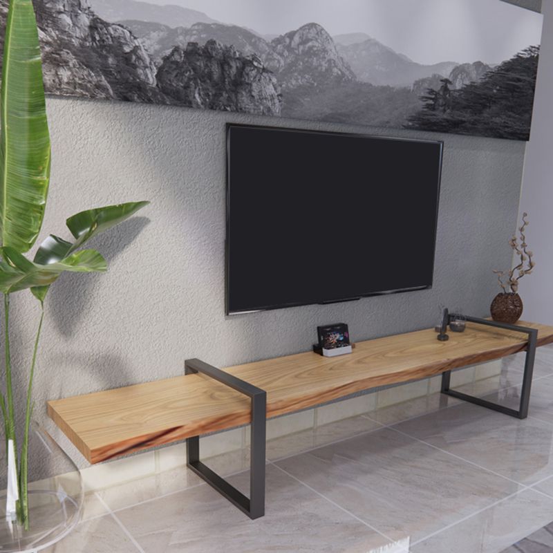 Meuble TV de 17,72 pouces de hauteur, console de style industriel en bois massif pour le salon