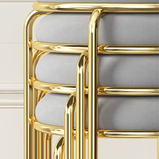 Glam Round Seat Counter Stool Faux Leather and Fabric Backless Counter Chair