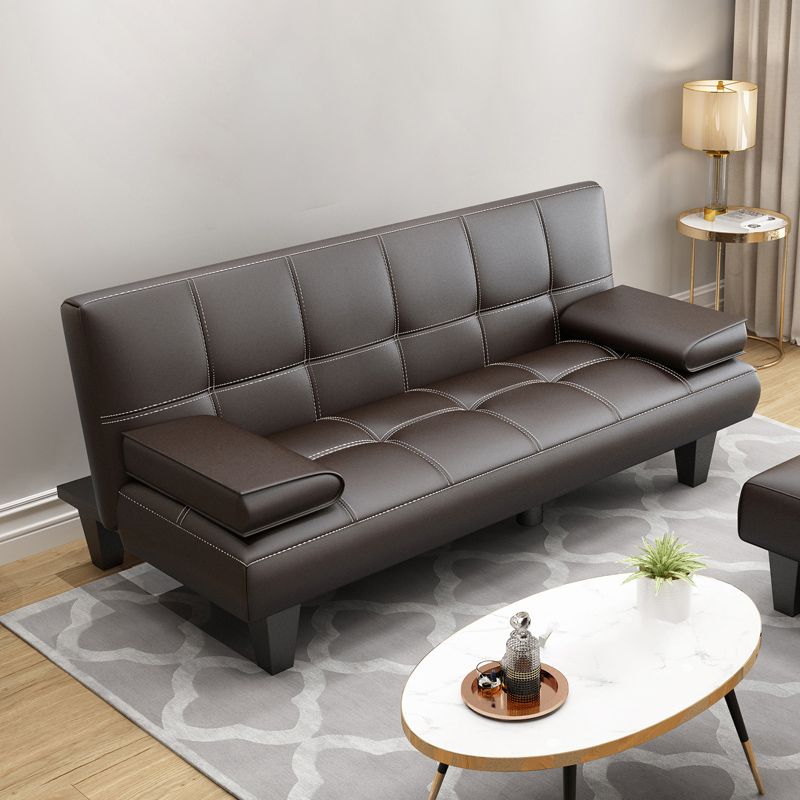 Modern Biscuit Back Faux Leather Pillow Top Arm Convertible Sofa with Foldable Clearhalo 'furn' 'furn_sofas' 'Furniture' 'furniture_sofas' 'kitchen' 'kitchen_sofas' 'Living Room Furniture' 'Sofa' 'sofas' 1200x1200_107b4a60-ca57-444c-8a18-335566aa9a97