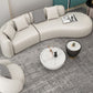 White Curved Seating Tight Back Tuxedo Arm Sofa for Living Room
