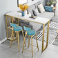 Glam Juego de mesa de bar de 1/3 piezas, mesa rectangular de piedra con taburetes para sala de estar