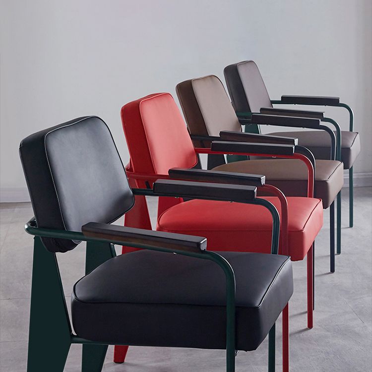 Scandinavian Home Arm Chair Open Back Upholstered Metal Dining Room Chair Clearhalo ' kitchen&dining_furn' 'Dining Chairs' 'Dining Tables & Seating' 'dining_chair' 'Furniture' 'furniture_dining_chair' 'Kitchen & Dining Furniture' 'kitchen' 1200x1200_107ec194-0c46-4fb7-b551-16667d53f7d1