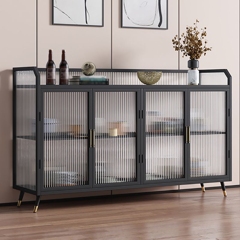 Glam Iron Sideboard Glass Doors Dining Server with Stone Countertop for Living Room Clearhalo 'buffet_sideboard' 'Buffets & Sideboards' 'furn' 'furn_buffet_sideboard' 'Furniture' 'furniture_buffet_sideboard' 'Kitchen & Dining Furniture' 1200x1200_107ec955-b38a-4908-acad-e945a4c58c88