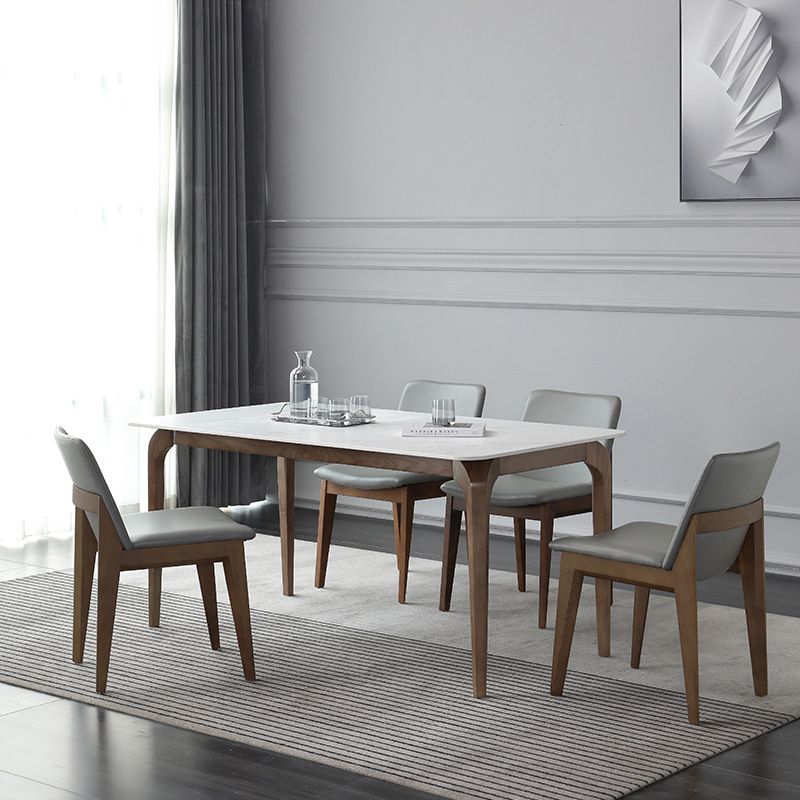 Contemporary Fixed Sintered Stone Dining¬†Room¬†Table¬†with 4 Solid Wood Legs Kitchen Dining Set Clearhalo 'Dining Room Sets' 'Dining Tables & Seating' 'dining_room_set' 'Furniture' 'furniture_dining_room_set' 'Kitchen & Dining Furniture' 'kitchen&dining_furn' 'kitchen' 1200x1200_107f0e27-693d-4038-bd57-6bc6f50eb664