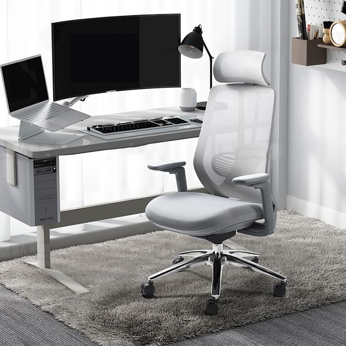 Mesh Swivel Ergonomic Chair Fixed Arms Adjustable Seat Height Office Chair Clearhalo 'furn' 'furn_office_chair' 'Furniture' 'Office Chairs' 'Office Furniture' 'office_chair' 1200x1200_107fdcc8-c9f3-4c4b-a0cf-5a5971e35ce3