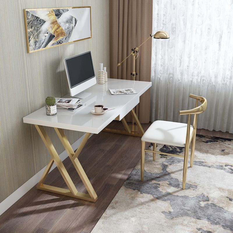 Escritorio de madera sólida Desk White and Gold Desk Pine Tastre