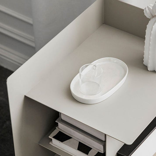 金属棚付きの金属抽象端エンドテーブルミッドセンチュリーサイドテーブル