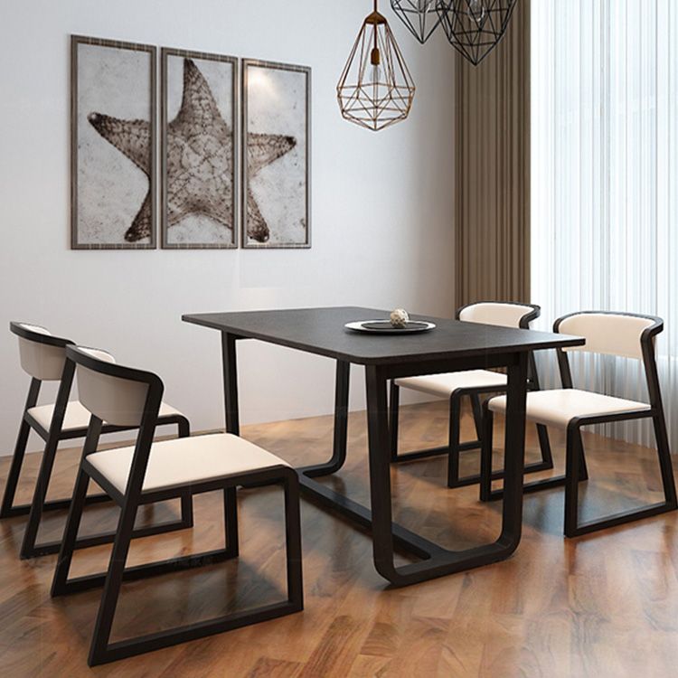 Table de salle à manger rectangulaire Simplicity Collection de salle à manger en pierre avec base à tréteaux