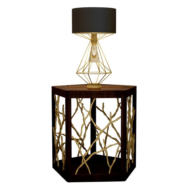 15" Wide Glam Corner Table Solid Wood Gold Accent Side Table