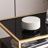 21.25" Tall Rectangular Glass Top Side Table Iron Frame 2-Drawer End Table