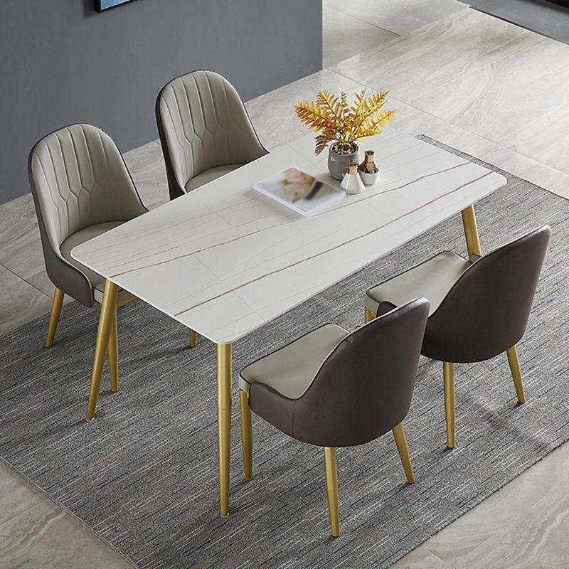 Metal and Slate Rectangular Table Glam Style Home Dining Table Clearhalo 'Dining Tables & Seating' 'Dining Tables' 'dining_table' 'furn' 'furn_dining_table' 'Furniture' 'Kitchen & Dining Furniture' 1200x1200_1089400f-9d38-4040-a740-159272f71c14