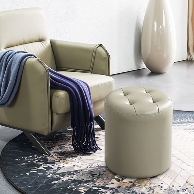 Modern Ottoman Water Resistant Tufted Leather Round Foot Stool Ottoman Clearhalo 'furn' 'furn_ottomans_poufs' 'Furniture' 'Living Room Furniture' 'Ottomans & Poufs' 'ottomans_poufs' 1200x1200_1089b0cd-584f-48ac-bcc5-0471475a4571